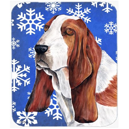 SKILLEDPOWER Basset Hound Winter Snowflakes Holiday Mouse Pad; Hot Pad or Trivet SK236836